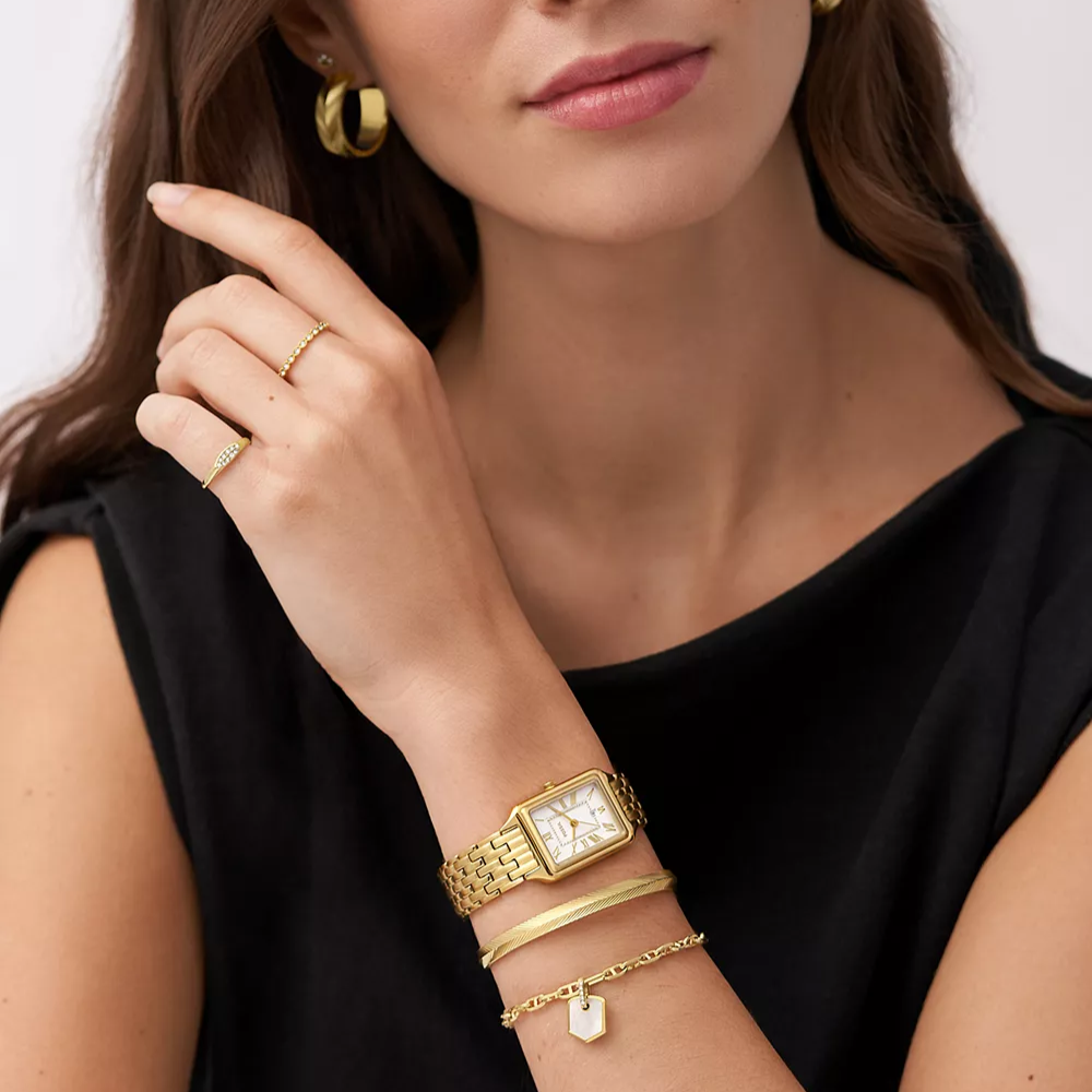 Montre Fossil Raquel ES5220 – Rectangle, Dorée en Acier Inoxydable